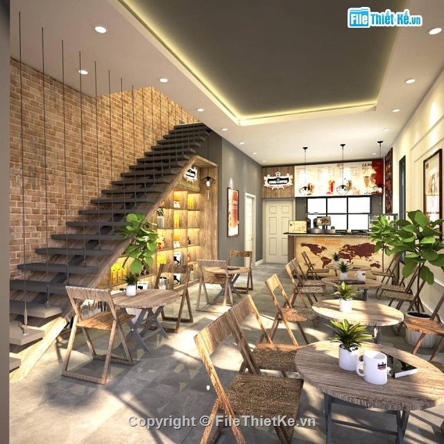nội thất quán cafe,Model quán cafe,sketchup nội thất,sketchup quán cafe,cafe sketchup,cafe nội thất